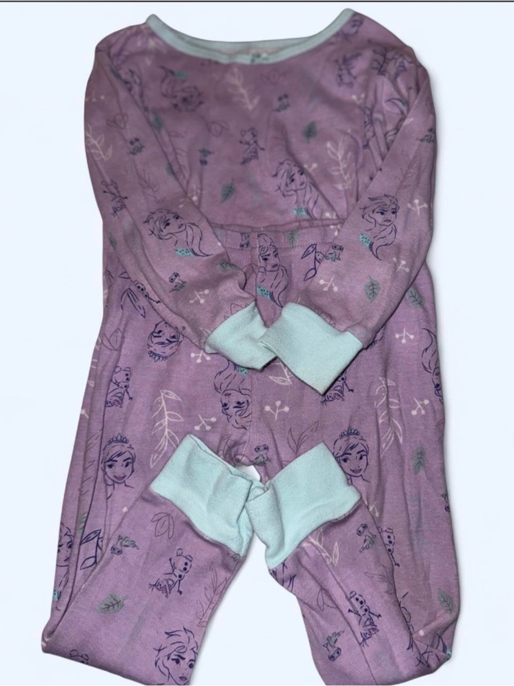 Carter's Purple Frozen-Themed Kids Pajama Set with Light Blue Cuffs